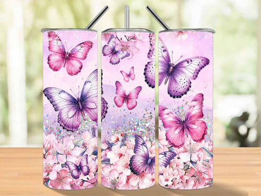 Butterflies in a Field Tumbler