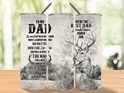 "To My Dad" 20oz Stainless Steel Tumbler With Straw And Straw Cleaner