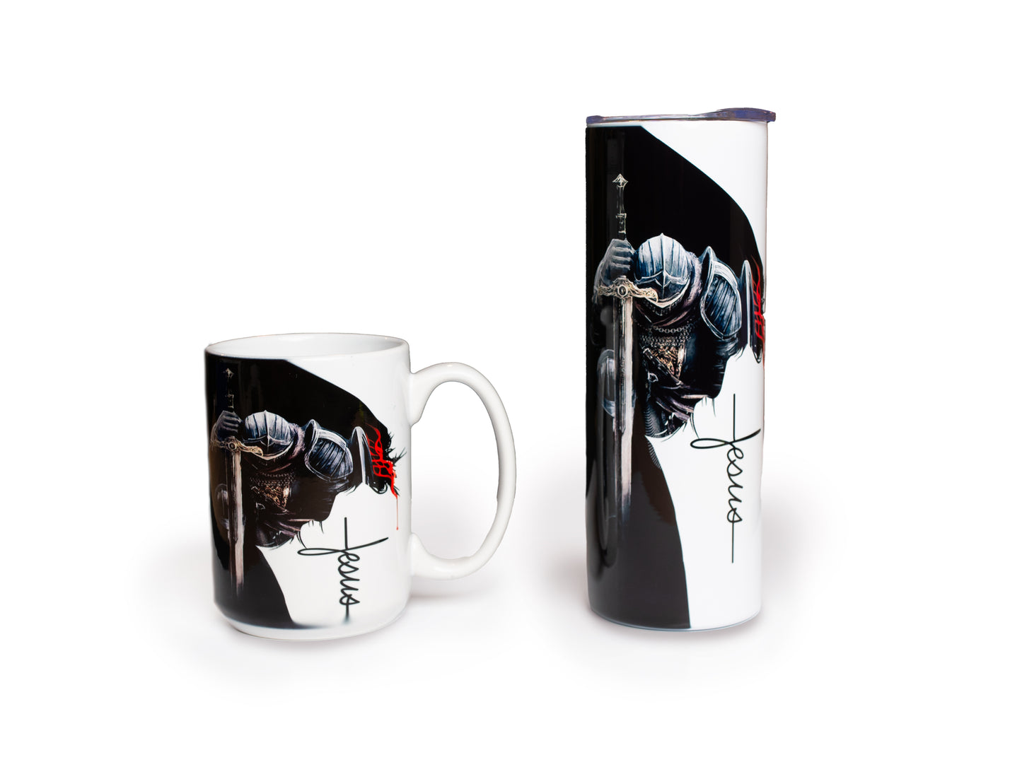 A Child of God, Man of Faith, Warrior of God 20 oz Tumbler and 15 oz Mug Gift Set