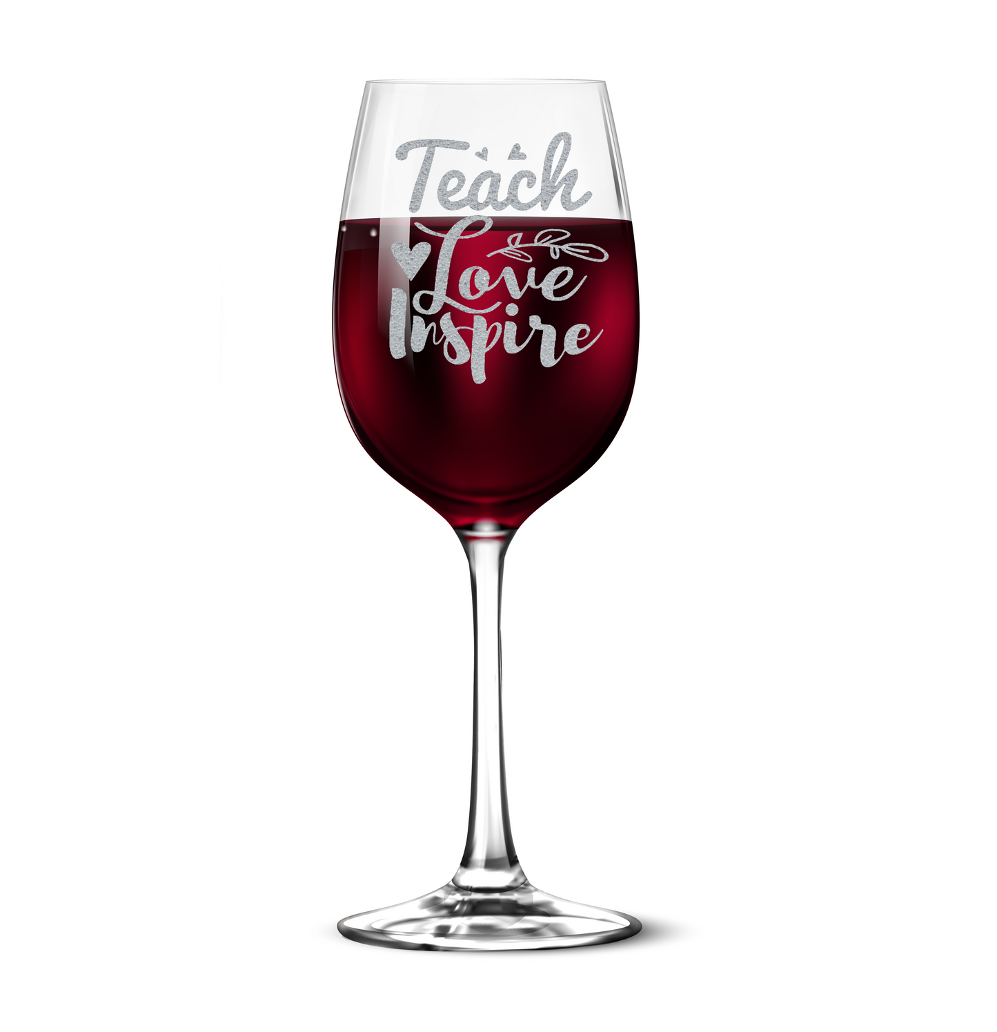 Teach Live Inspire 12oz Engraved Tempered Wine Glass