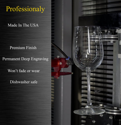 Personalized Wine Glass Set With Stem - Custom Engraved With Your Text - Premium Finish