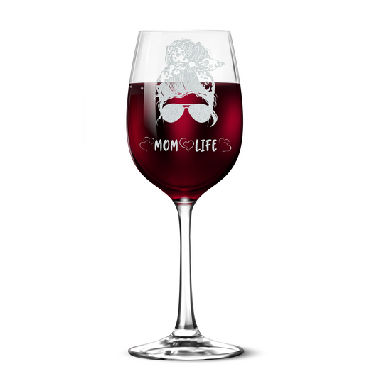 Mom Life 12 oz Tempered Wine Glass