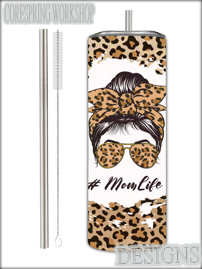 Mom Life Leopard Print 20 oz Tumbler