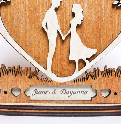 Personalized Engraved wooden Couples Heart Decor - Couples Gift