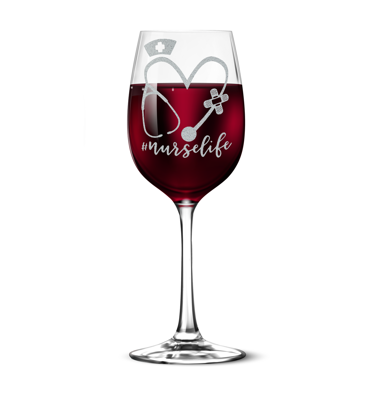 Nurse Life 12 oz Tempered Wine Glass