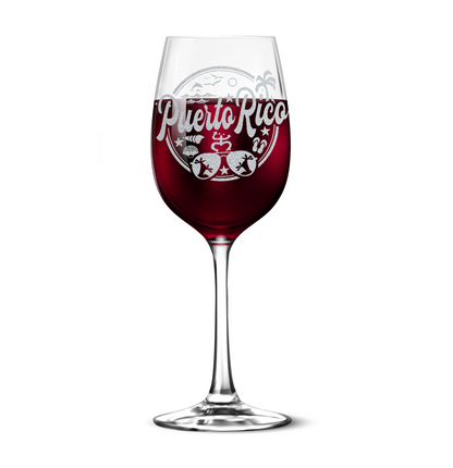 Puerto Rico 12 oz Tempered Wine Glass