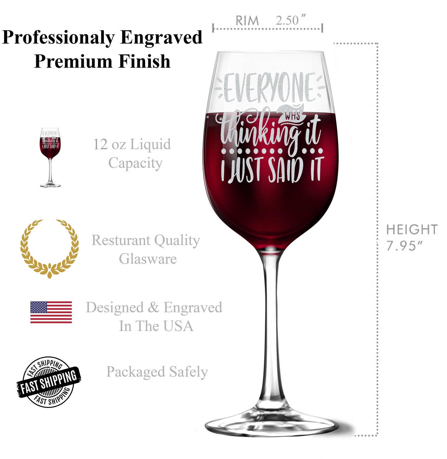 Everyone Was Thinking It I Just Said It 12oz Tempered Wine Glass