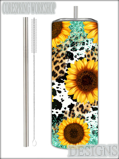 Sparkling Sunflower 20oz Tumbler With Straw And Straw Cleaner