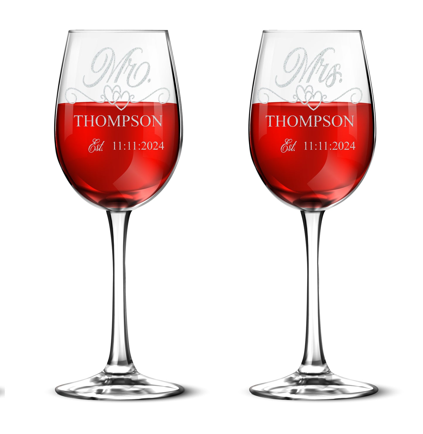 Personalized Wine Glass Set With Stem - Custom Engraved With Your Text - Premium Finish