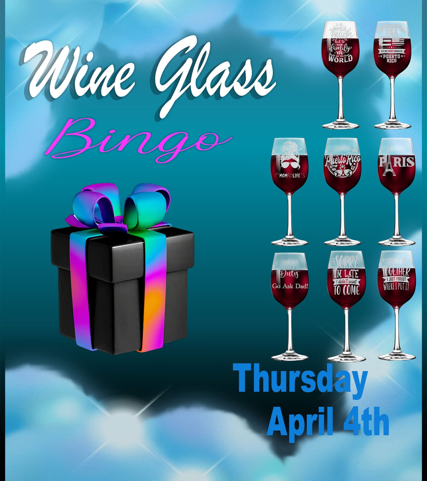 Wine Glass Bingo April 4th 2024 @ 7pm EST